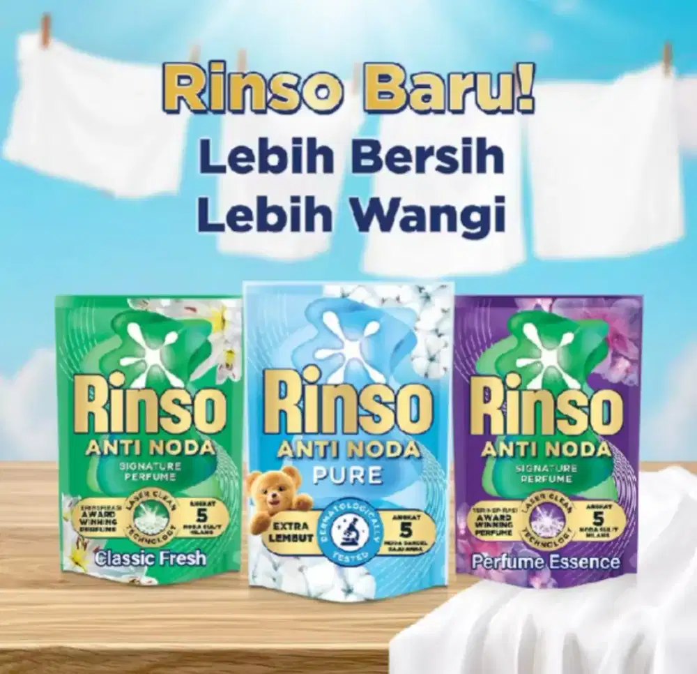 Rinso Baru Detergen Cair Varian Pure 510g