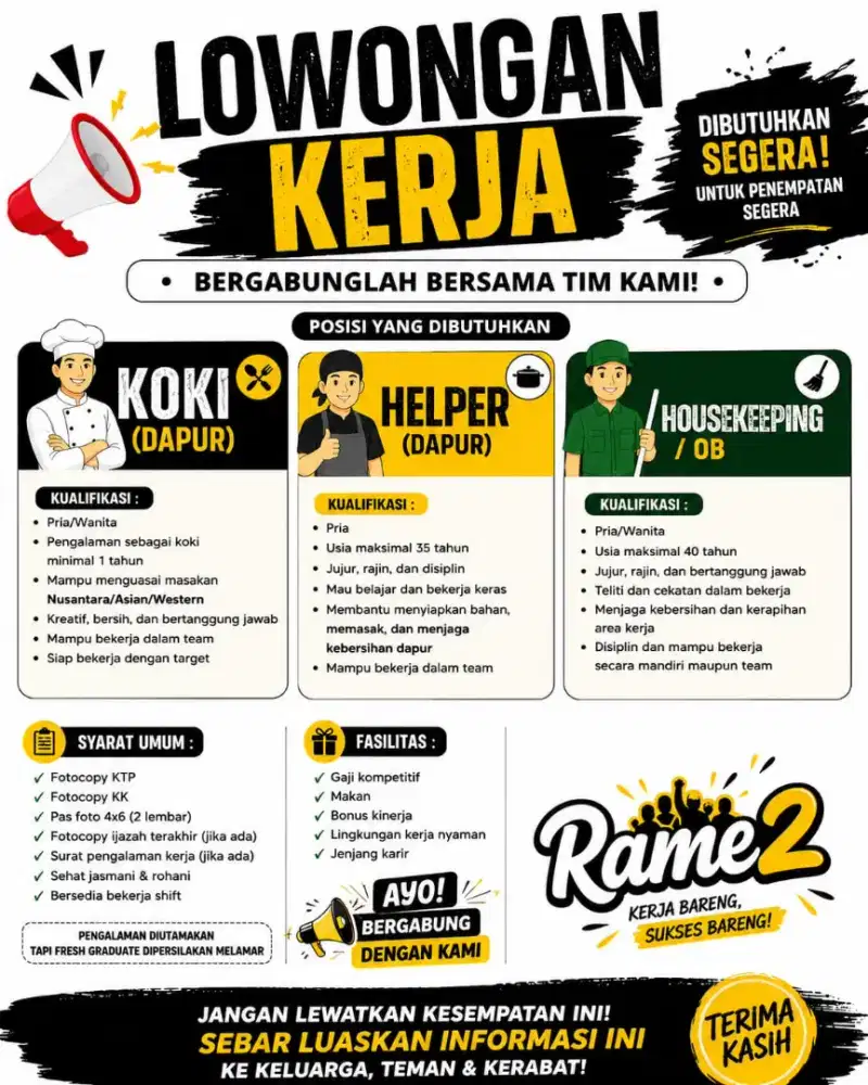 Lowongan kerja Rame2 Resto Playground