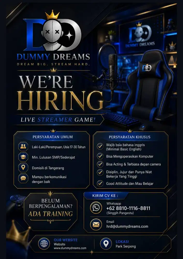 LOWONGAN HOST LIVE GAMING !!!