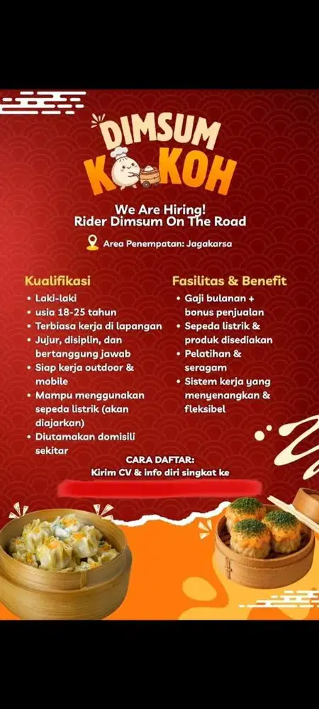 LOWONGAN KERJA DIMSUM KELILING JAGAKRSA