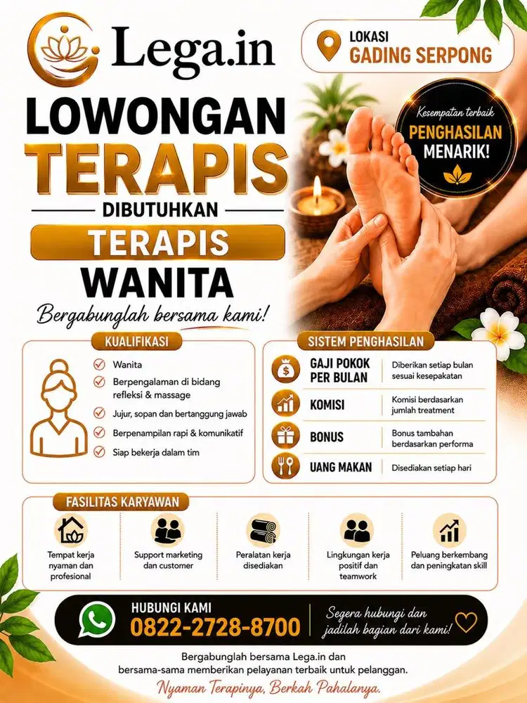 LOWONGAN TERAPIS REFLEKSI DAN MASSAGE