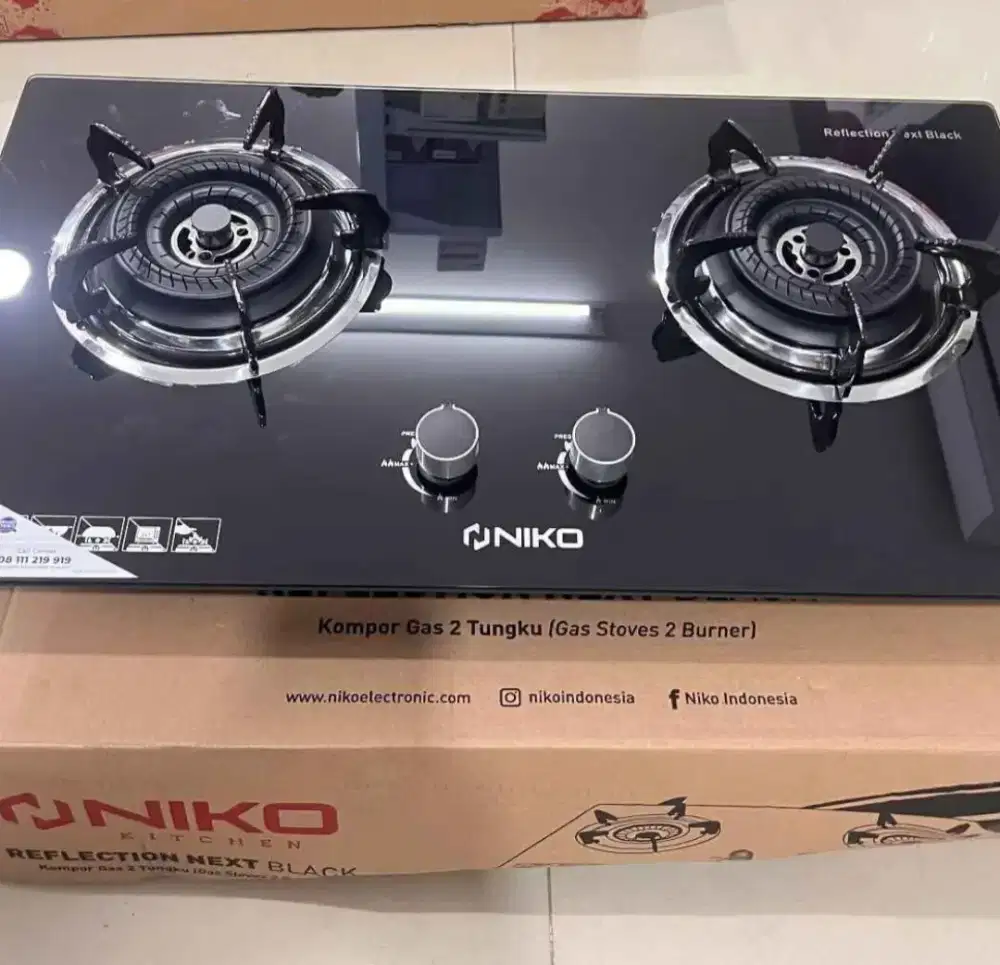 Kompor kaca 2 tunggku merk NIKO NEXT BLACK
