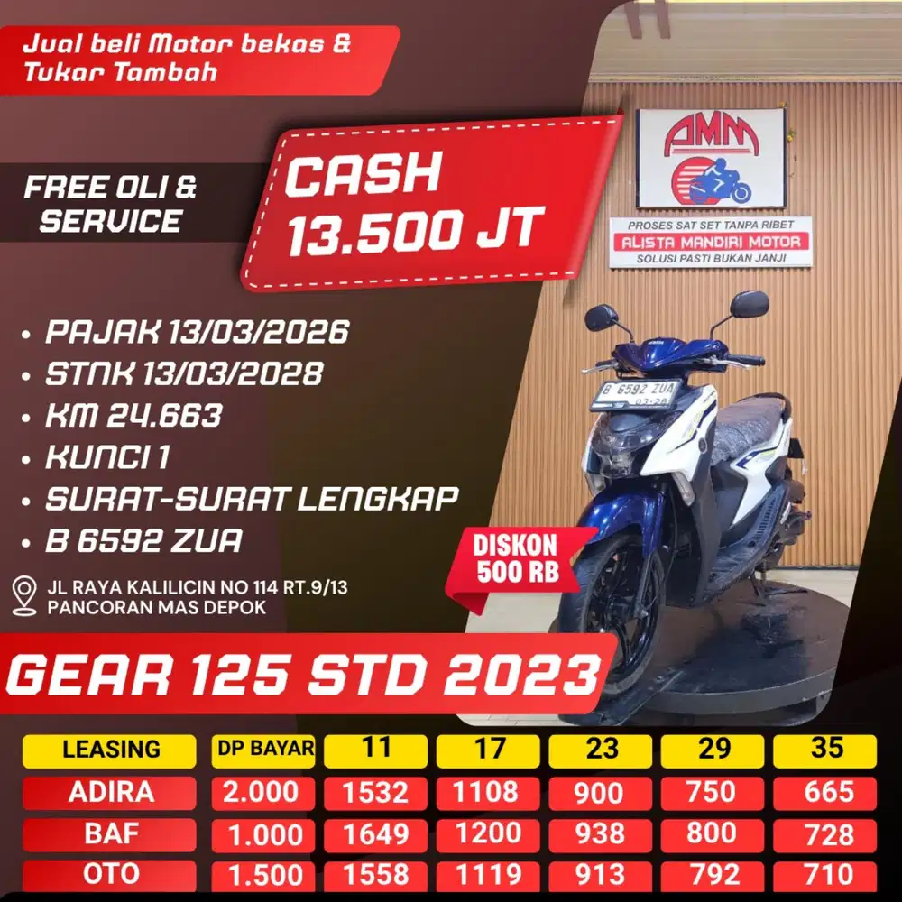 GEAR 125 STANDAR 2023 DP 1 JUTA CASH / KREDIT ALISTA