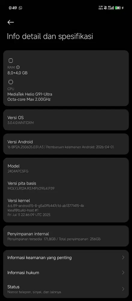 HP POCO M6 masih Gress