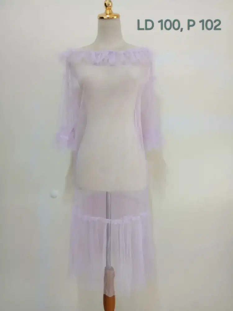 Baju dress gaun outer furing sz L, preloved