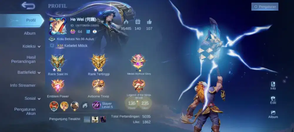 Jual akun mobile Legends