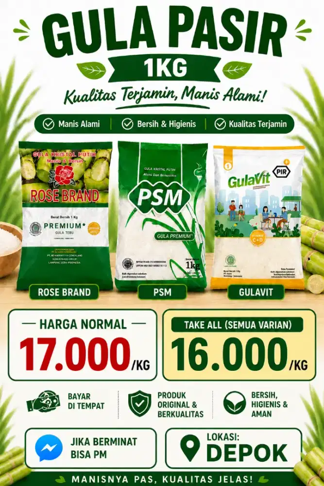 Gula Pasir Kemasan Premium 1kg