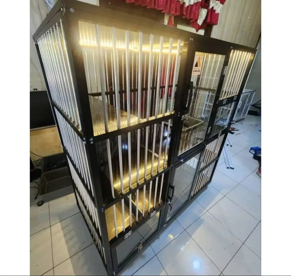 Kandang Kucing Aluminium 2 Pintu 2 Lantai Jumbo