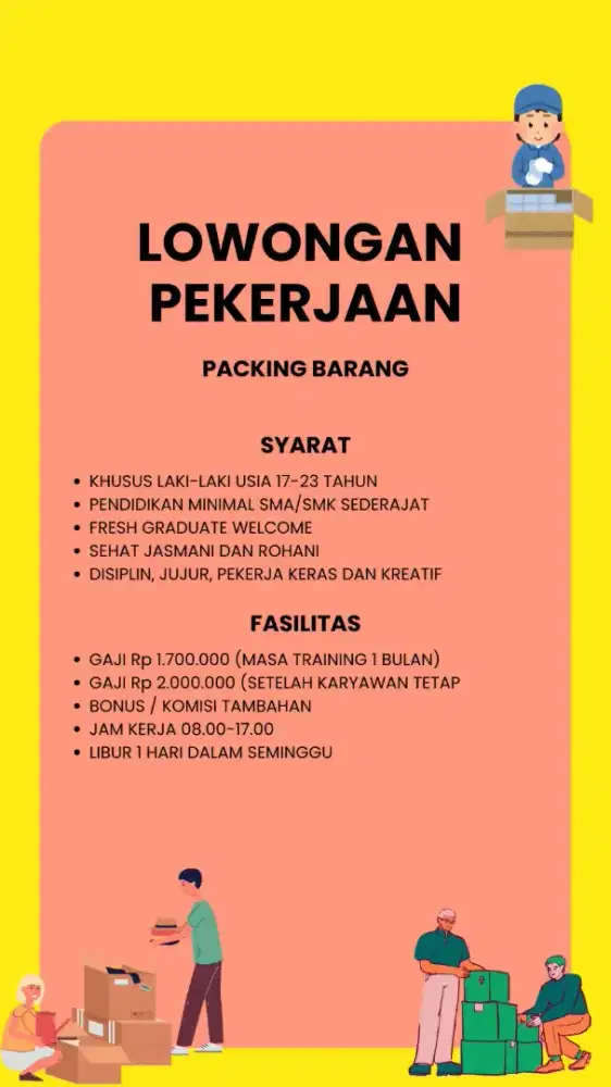 LOWONGAN PEKERJAAN UNTUK LAKI-LAKI