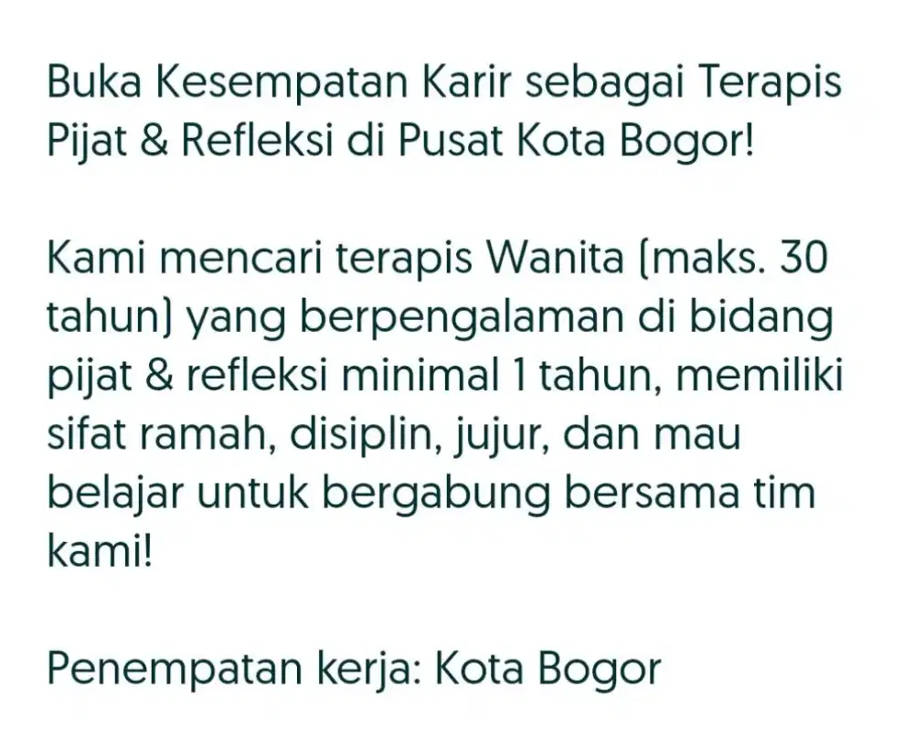 Lowongan kerja Terapis Profesional