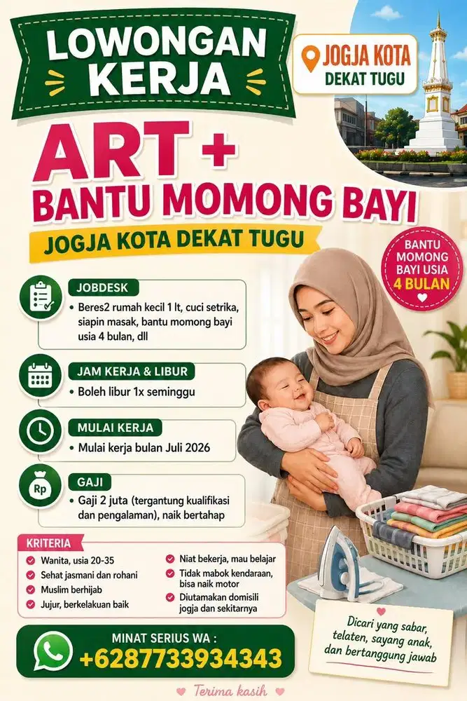 Lowongan Kerja Loker ART +Momong Jogja Kota