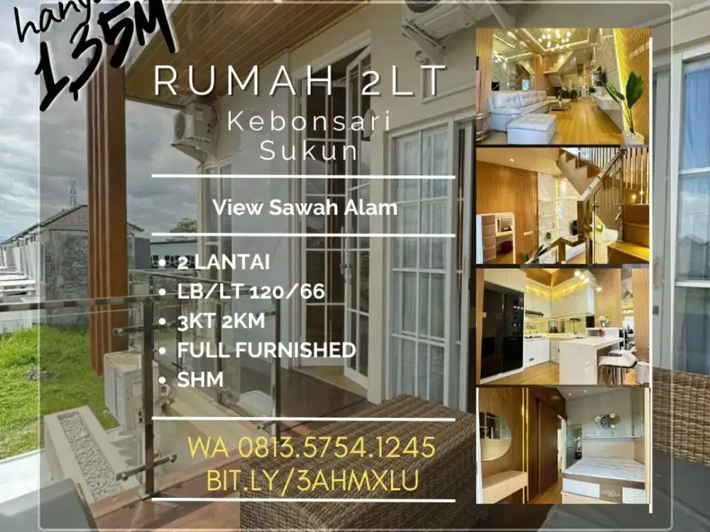 Rumah dijual kebonsari kemantren sukun indogrosir 2lt 3KT furnished