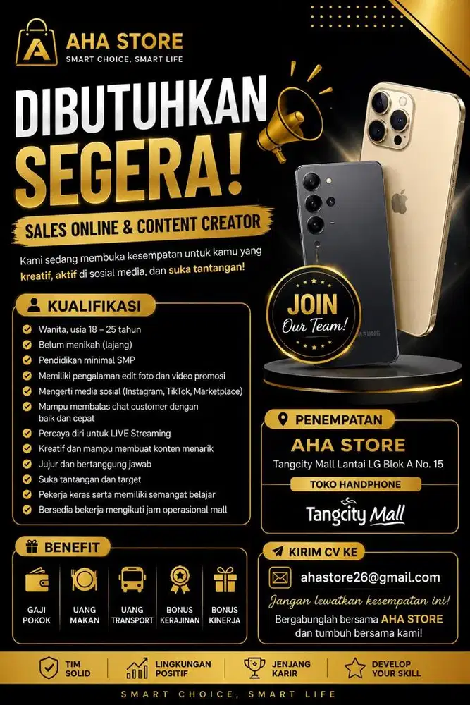 Dicari Sales Online atau Konten Kreator