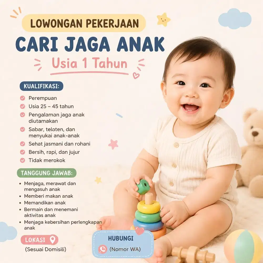 DICARI MOMONG ANAK USIA 1 tahun