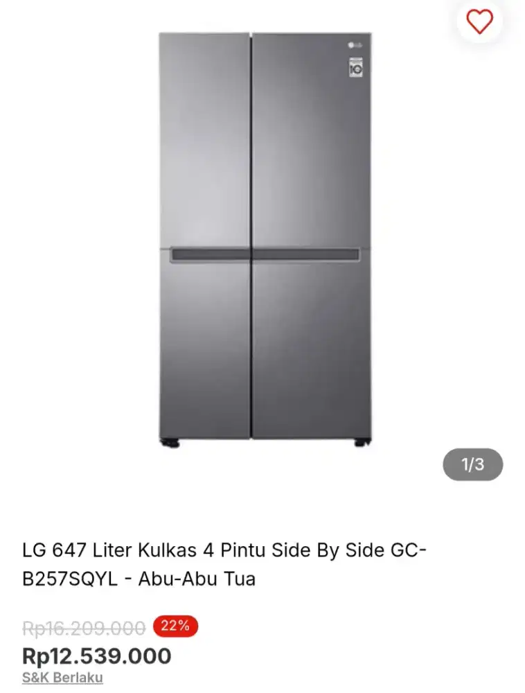LG 647 Liter Kulkas 4 Pintu