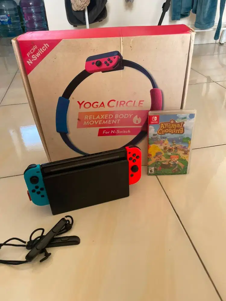 Nintendo Switch V2 + Mem Eksternal 400GB + Ring Fit + Animal Crossing