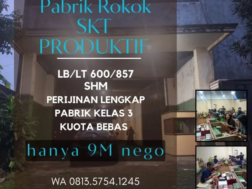 Pabrik rokok SKT kelas3 aktif dijual kendalpayak bululawang ijin lengkap