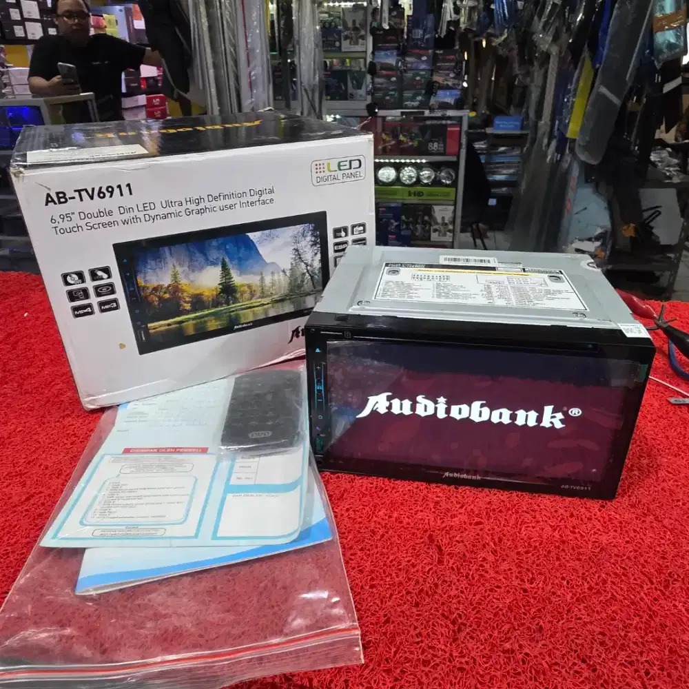 Head Unit Audiobank AB-TV6911 Full Glass Bluetooth USB CD Aux Radio