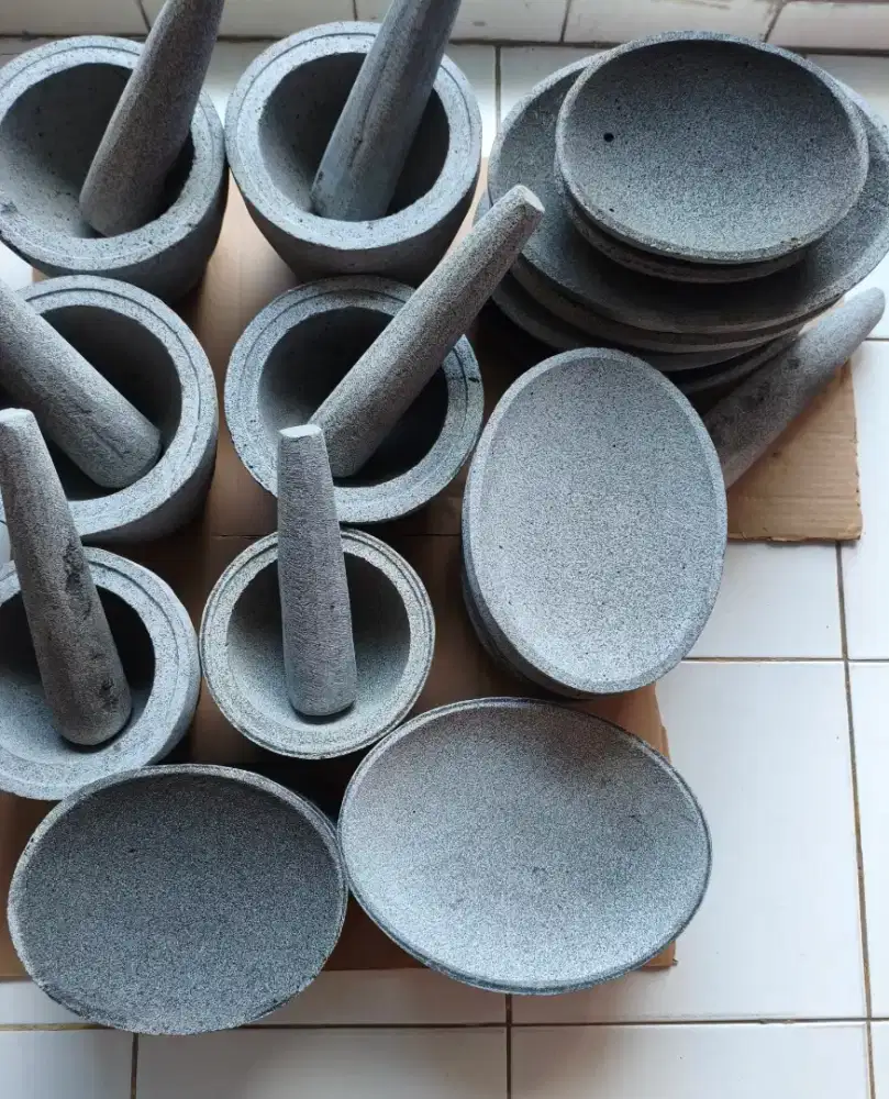 Cobek dan Lesung Batu Alam Asli 100%