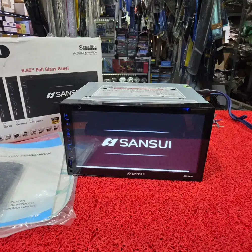 Head Unit SANSUI SA-5202i Full Glass Bluetooth USB CD Aux Radio FM