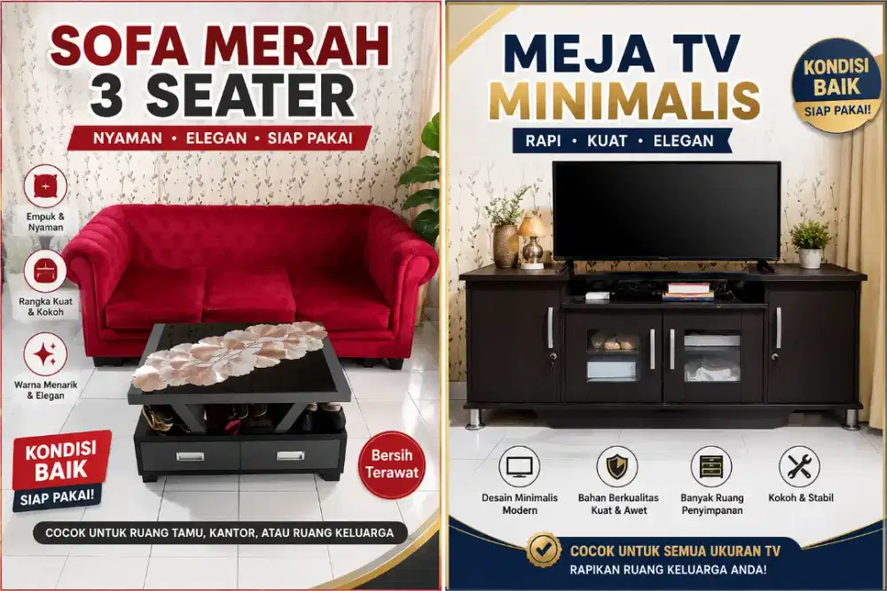 Dijual Satu set Sofa, meja dan Buffett Tv
