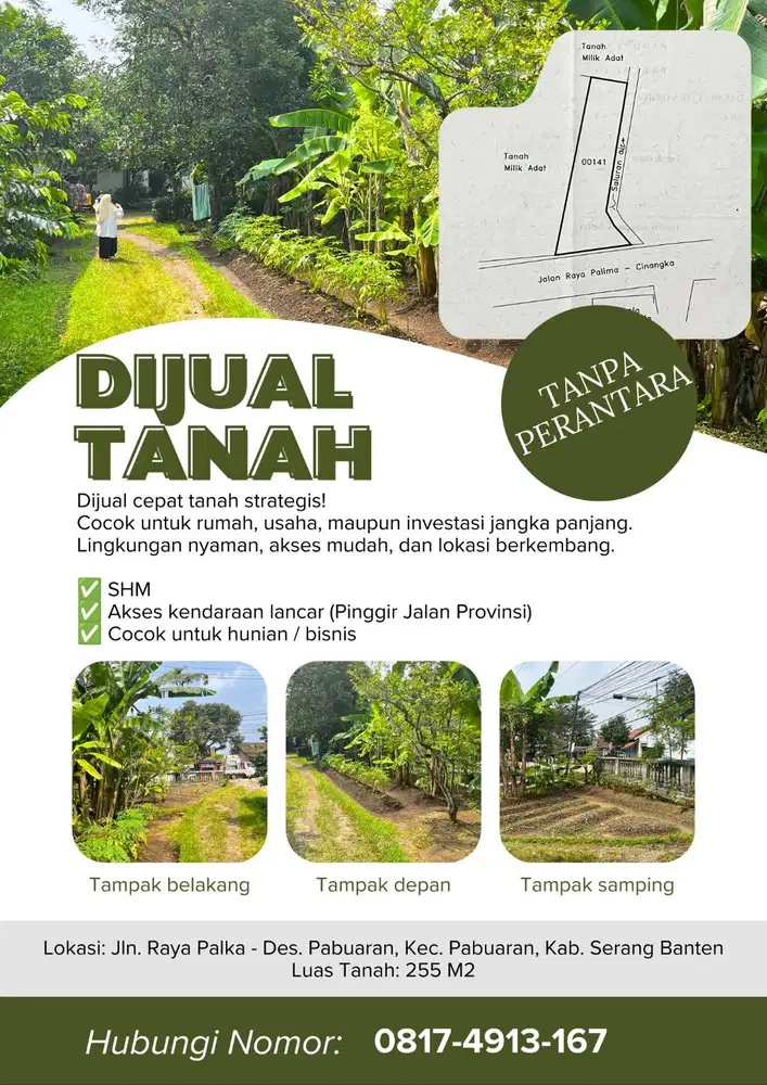 DI JUAL CEPAT TANAH 255m SHM