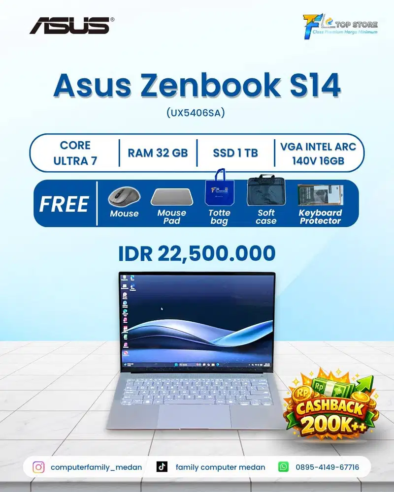 ASUS ZENBOOK S14 OLED UX5406SA TOUCHSCREEN CORE ULTRA 7 258V INTEL