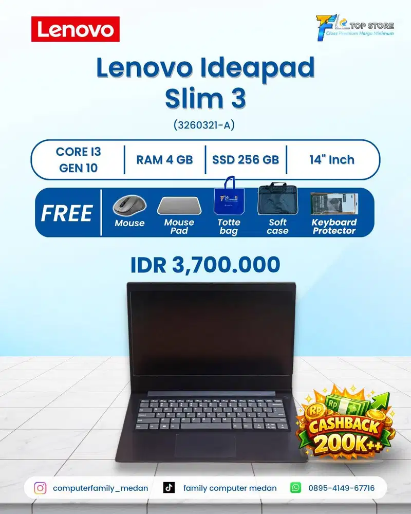 LENOVO IDEAPAD SLIM 3 INTEL CORE I-310110U SSD 256/4GB