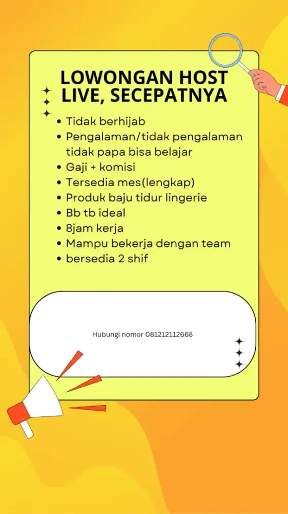 Loker host live secepatnya