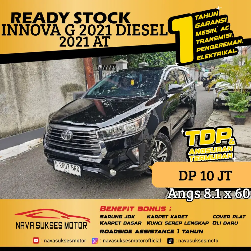 TDP 10 Jt Angs Termurah Innova Reborn G 2.4 Diesel 2021 Matic Hitam