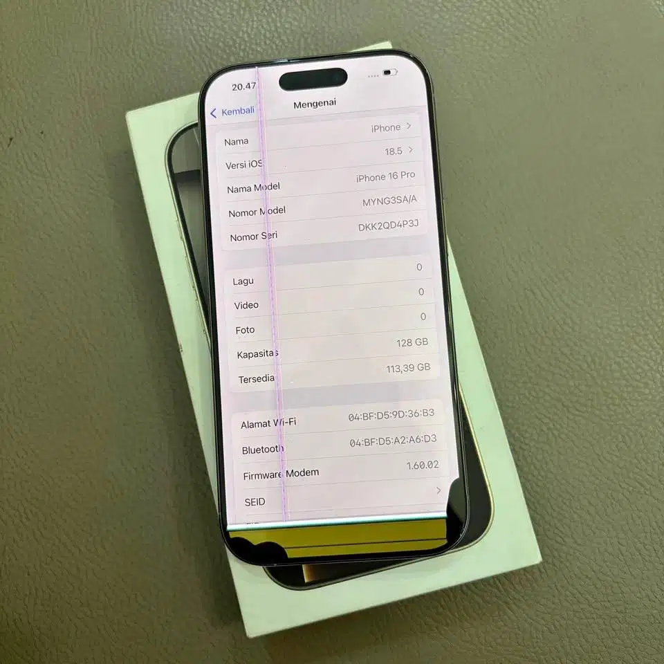iPhone 16 Pro 128GB Natural Minus LCD Garis Garansi iBox Battery 100%