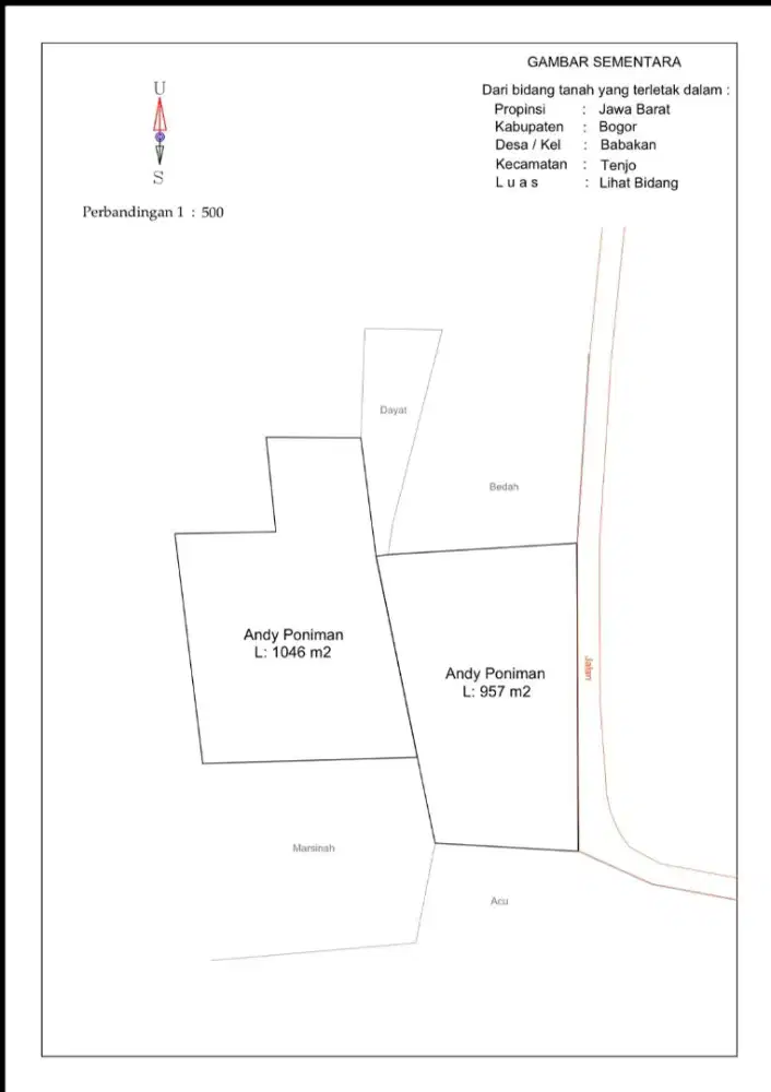 Dijual cepat tanah dengan luas 2003m²