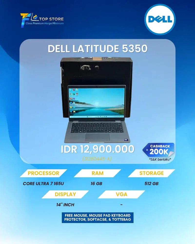 DELL LATITUDE 5350 FULL HD 60HZ CORE ULTRA 7 165U 14CPUs INTEL RAM16