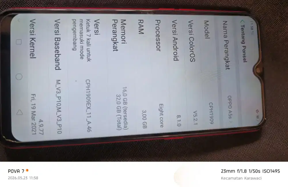 Di jual oppo a5s orian LCD baterai awet,batangan HP aja normal.semua