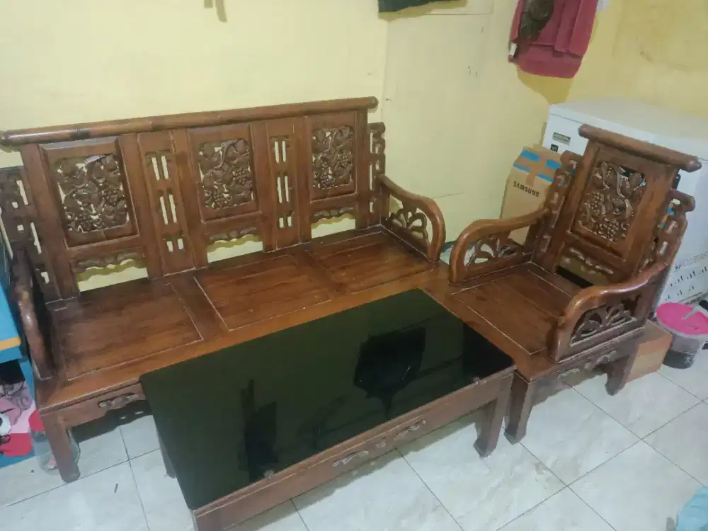 Meja Kursi Ruang Tamu Bahan Kayu Jati TERBAIK