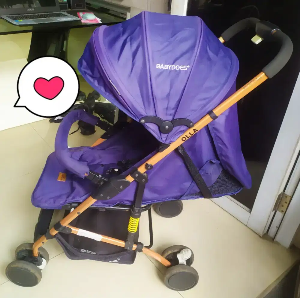 Jual baby stroller babydoes olla blue navy msh bagus normal murmer aja