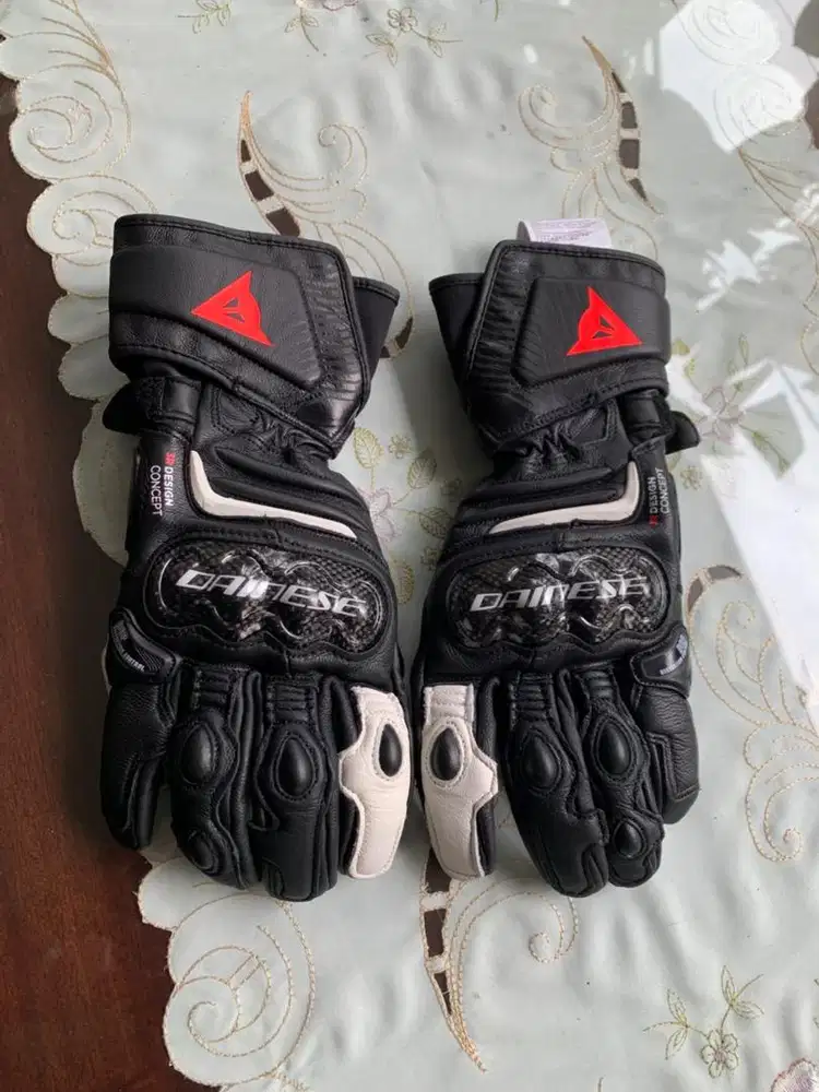 Dainese Ladies Carbon 4 Long Leather Gloves - Black / Black / White