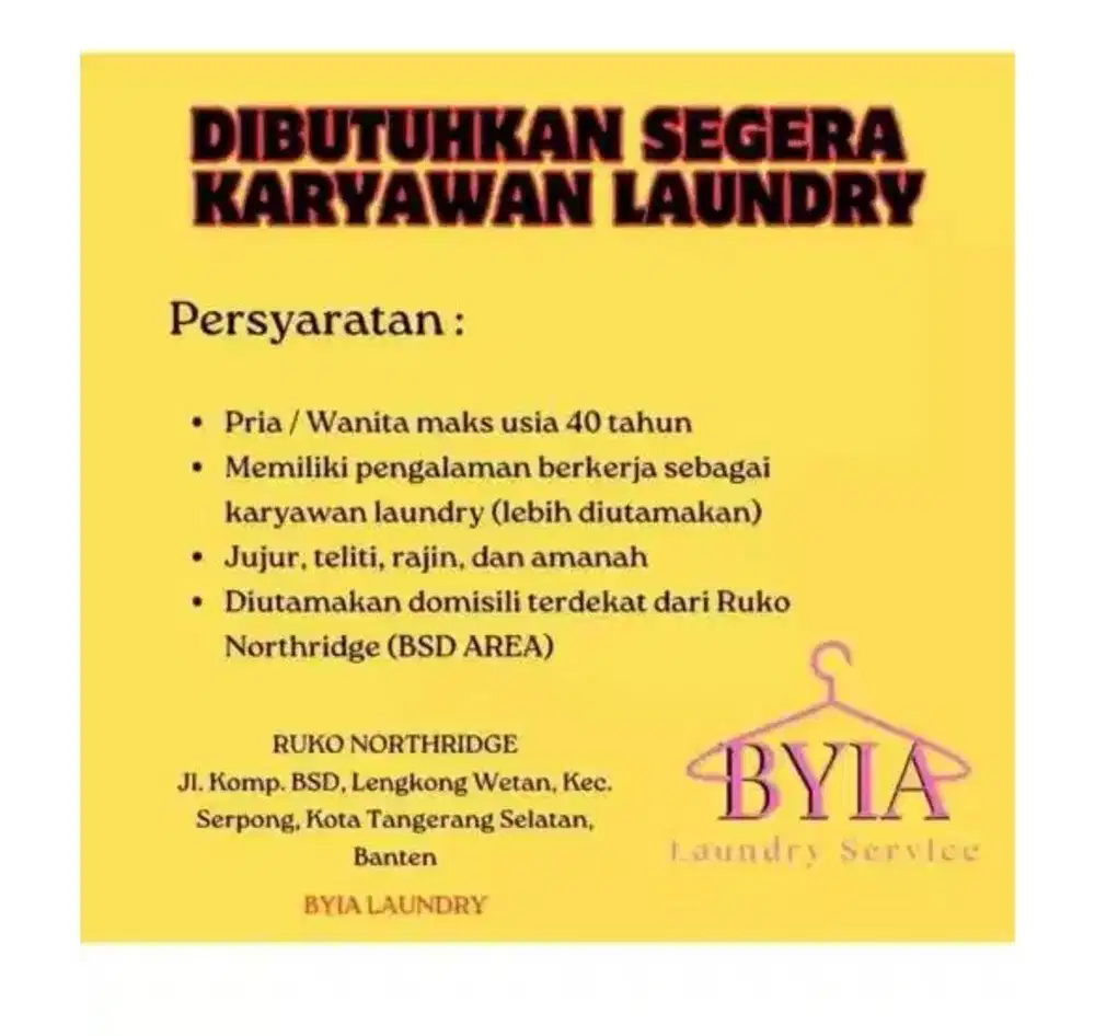 DICARI KARYAWAN LAUNDRY SEBAGAI KURIR DAN CUCI PAKAIAN