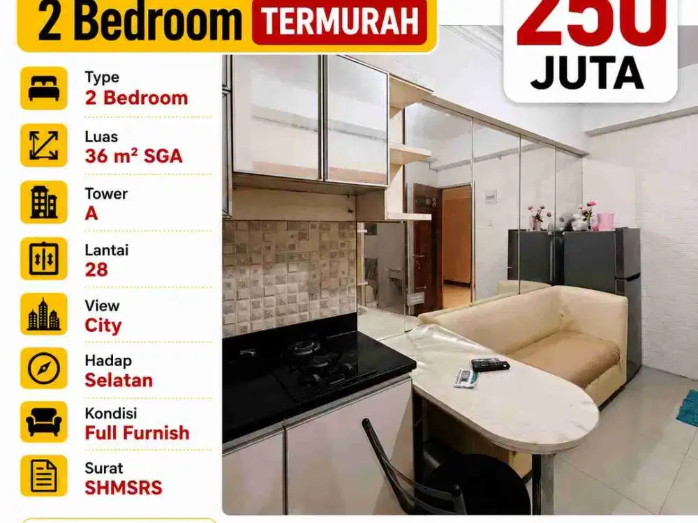 GUNAWANGSA MERR 2 Bedroom TERMURAH ‼️ Apartemen Full Furnish SHMSRS Surabaya Timur