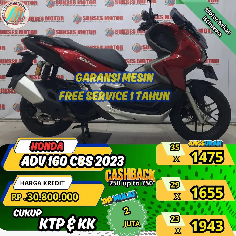 HONDA ADV 160 CBS 2023 DP&ANGSURAN TERMURAHSYRT KTP&KK(SUKSESMOTOR)