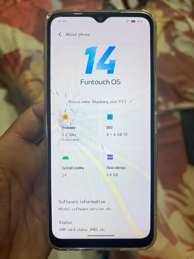 Vivo Y22 4/64gb biru tosca