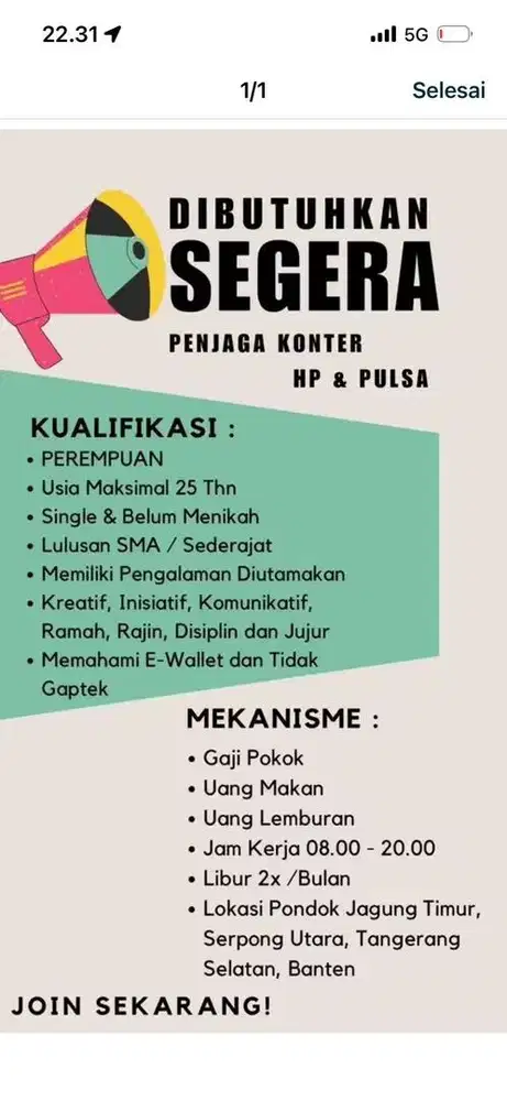 Penjaga Konter HP & Pulsa