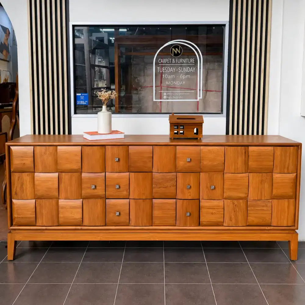 Meja TV Lego Kayu Jati Minimalis Modern Credenza Ruang Tamu