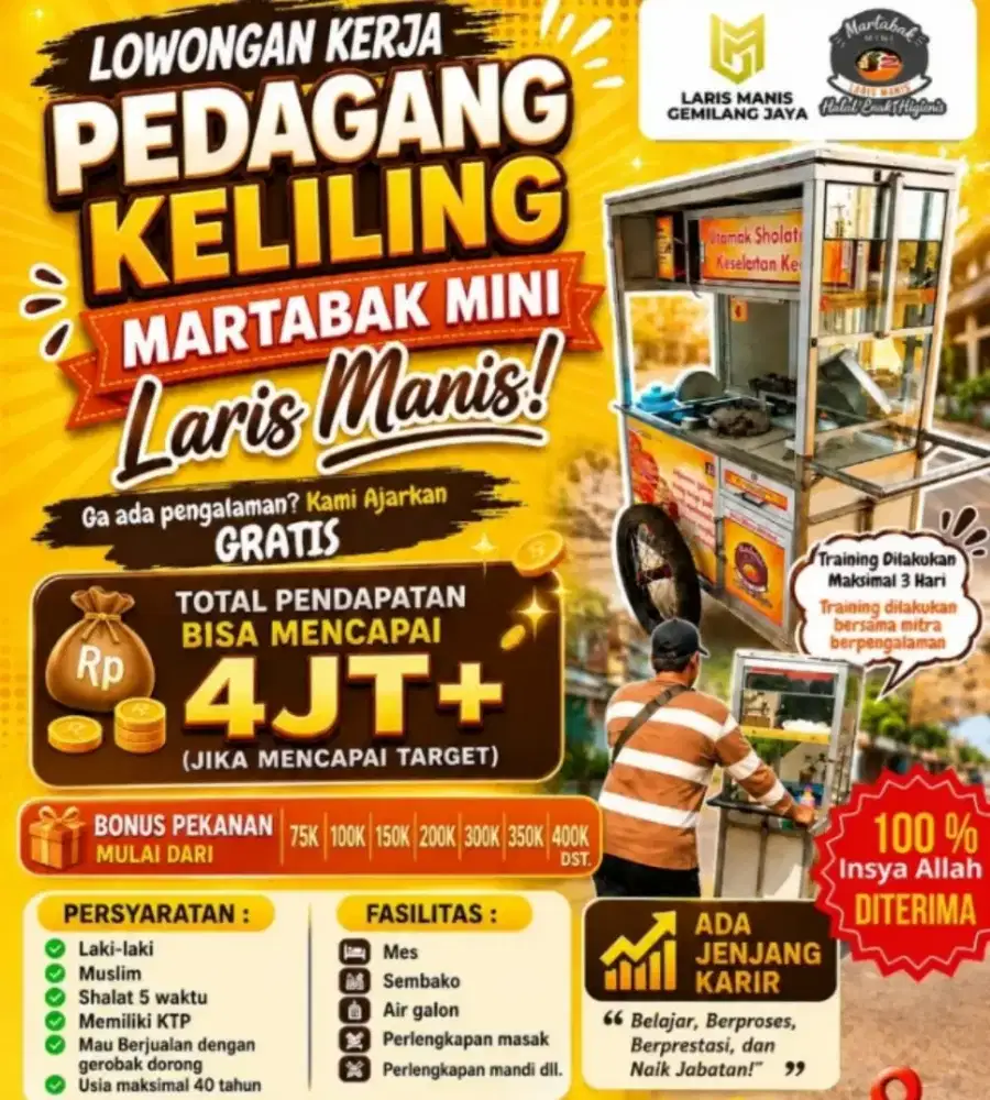 Lowongan Kerja Jualan Keliling Menggunakan Gerobak Dorong