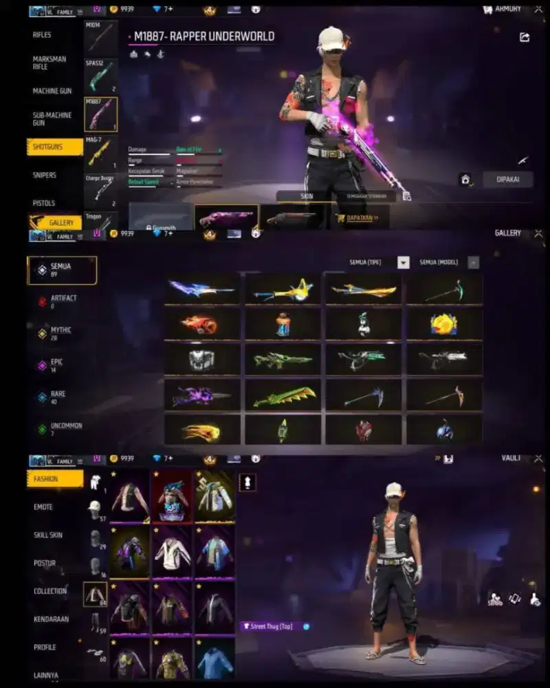 jual akun ff SG reaper polosan aman
