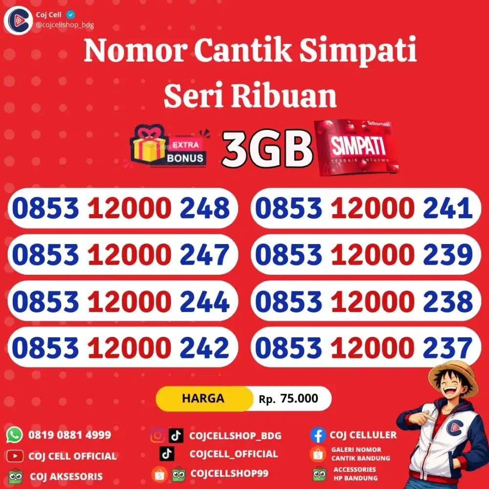 Nomor cantik simpati seri ribuan