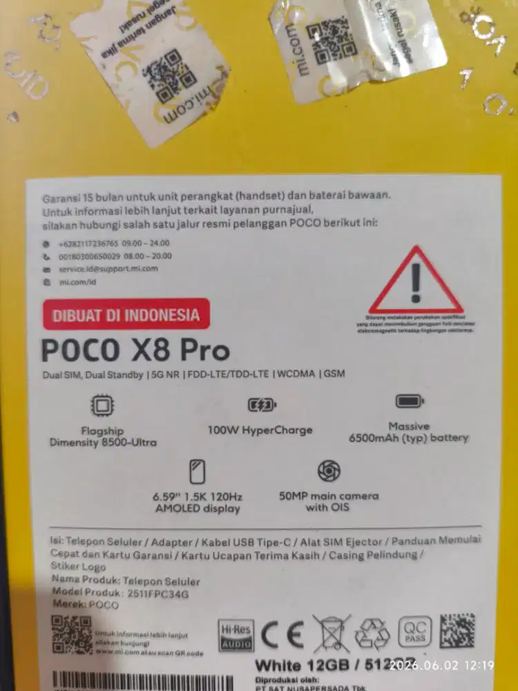 poco x8 pro ram 12/512 fullset