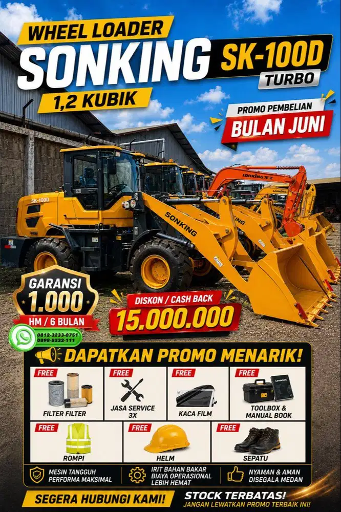 Wheel Loader SONKING SK100 1,2 Kubik Tangguh Tenaga Badak
