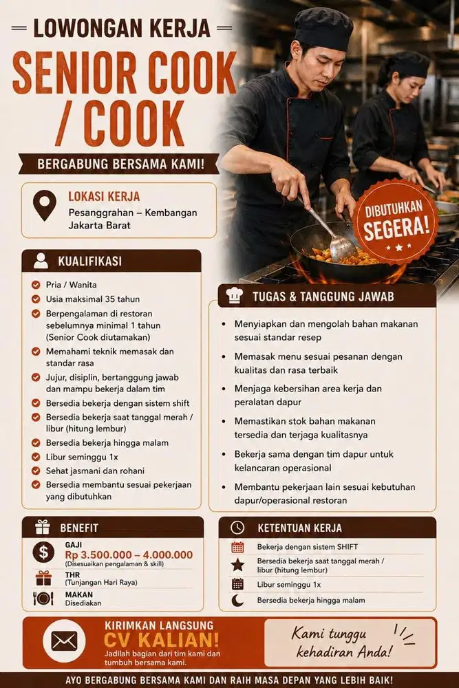 Loker Cook / Senior Cook Resto
