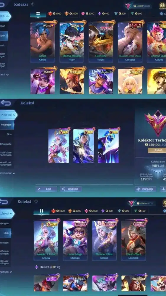 akun mobile legend kolektor terhormat satu